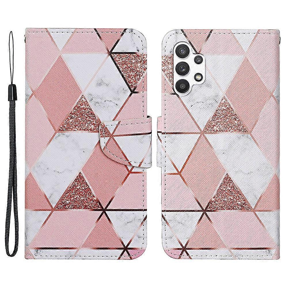 Pattern-Printing Cross Texture PU Leather Case for Samsung Galaxy A13 4G,Full Coverage Folio Flip Wa