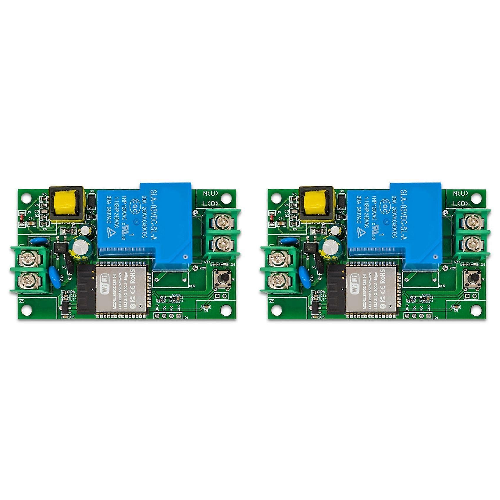 2X ESP32 Single Channel Relay Module AC220V Power Supply 30A WIFI Bluetooth Relay Module Development Board