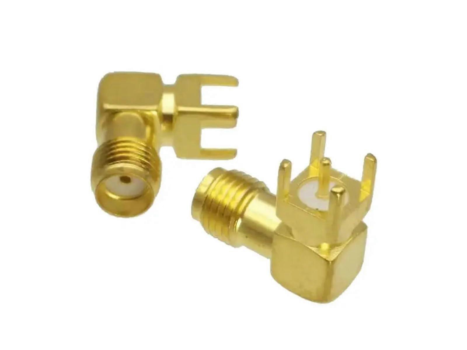 SMA RF Connector Female Right Angle PCB Mount Bulkhead Jack for Secure Signal Connection
