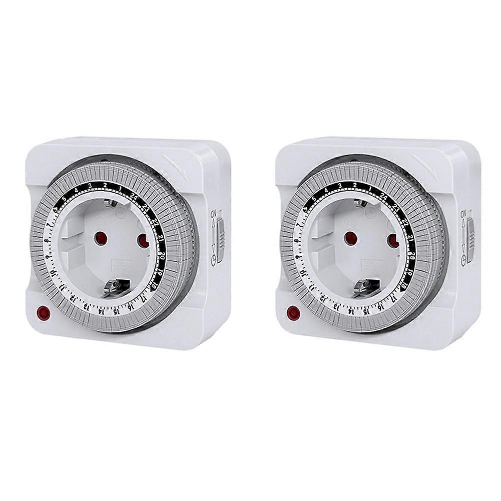 2PCS Mechanical Timer Socket 24H Countdown Auto Power Off Programmable Cycle Energy Saving Indoor EU Plug