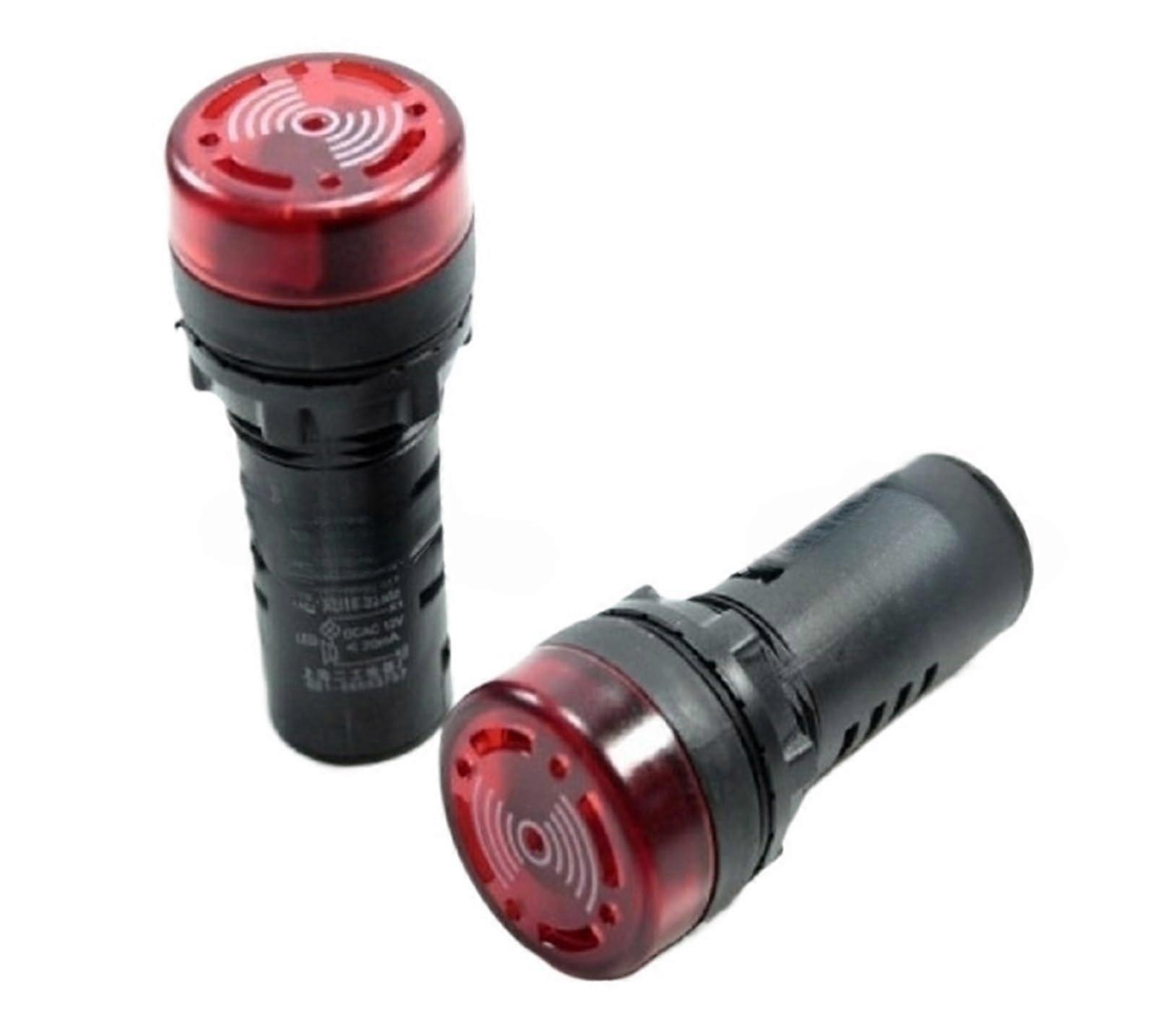 Industrial Warning Buzzer with Flash Light, Decibel Alert, Dual Voltage 24V 220V Panel Mount