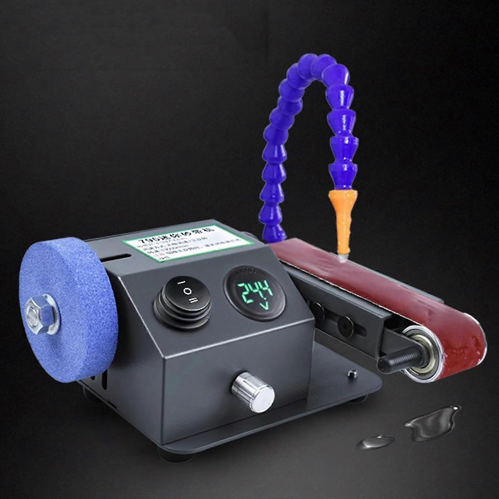 Electric Knife Sharpener 13000RPM Mini Belt Sander with LCD Display, Adjustable Angle, 10 Belts