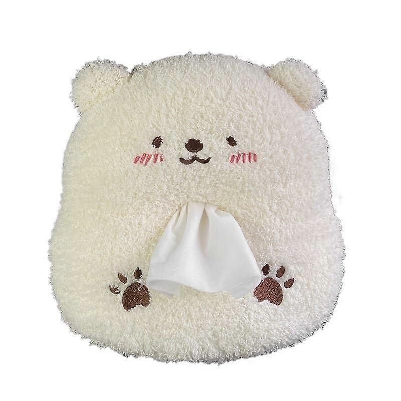 Car Tissue Box Cute Plush Bear Design with Large Capacity and NonSlip Base for Easy Refilling