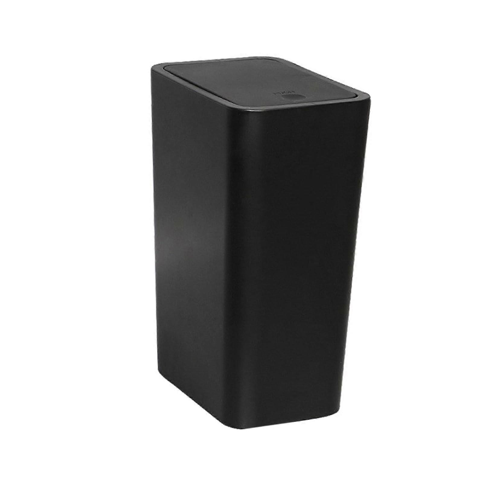Push  Trash Can with Press  Lid, Modern Compact Bin for Kitchen Bathroom Office Use