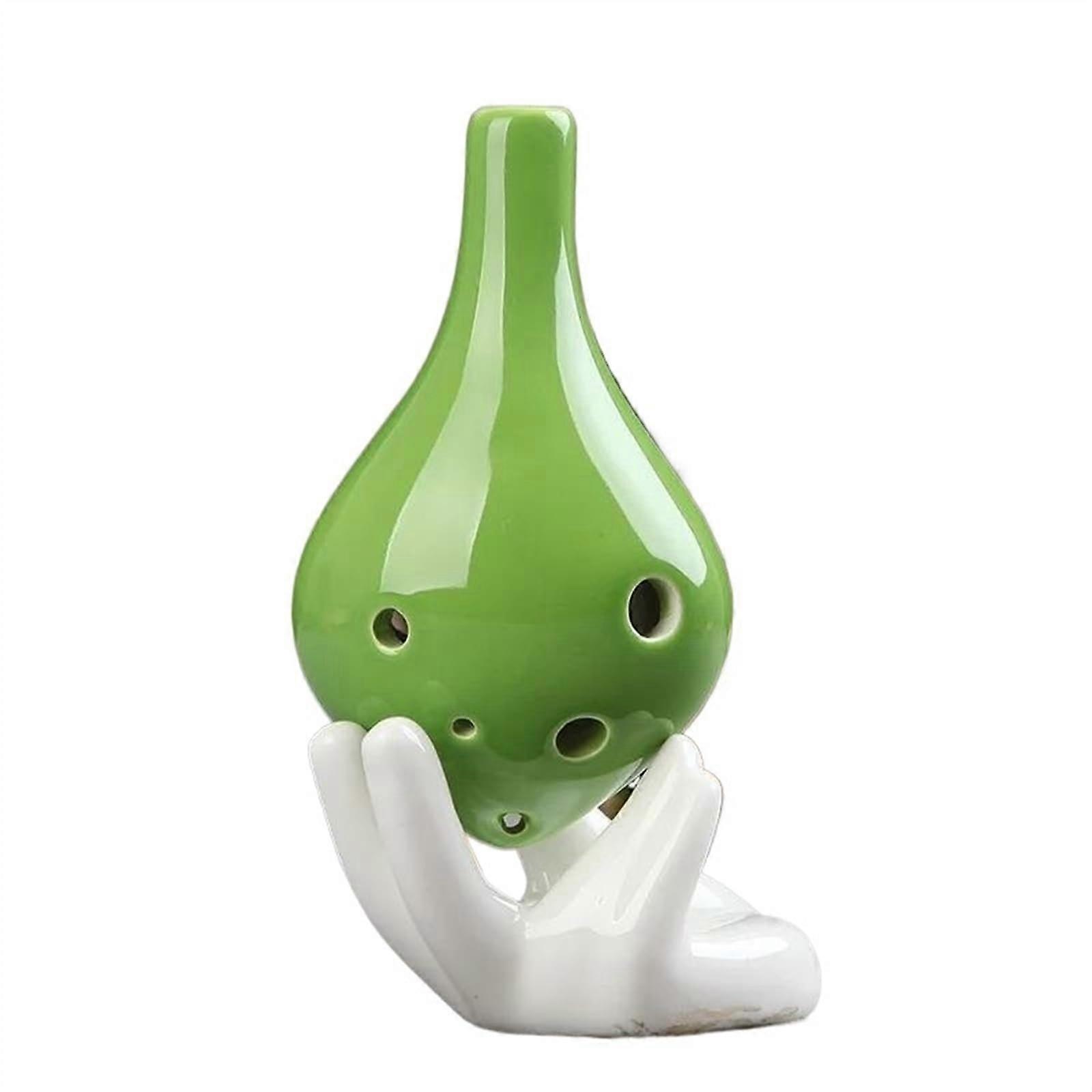 Alto C Ceramic Ocarina 6 Hole Handmade Green Gradient for Beginners Easy Play Accurate Tuning