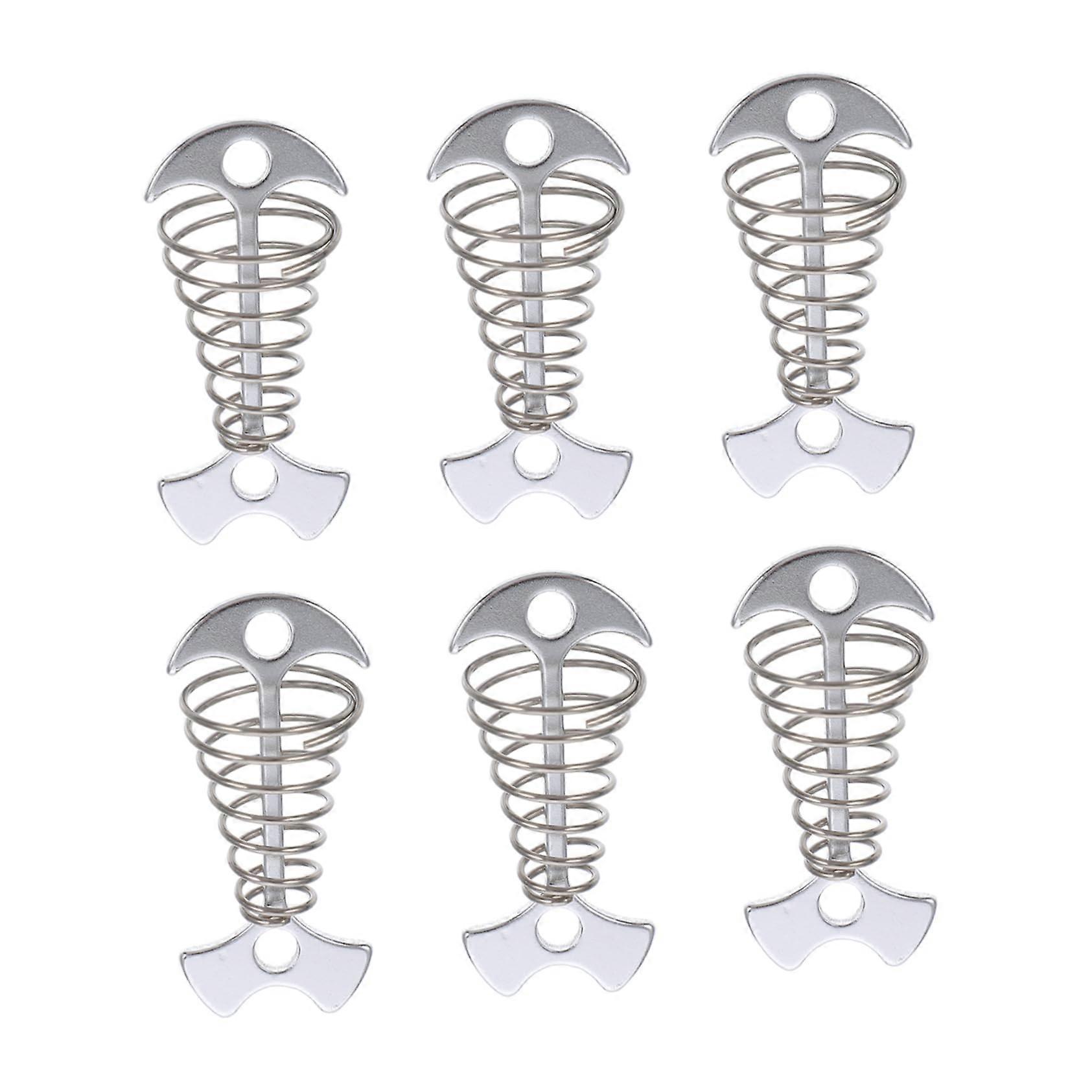 6pcs Adjustable Fishbone Tent Stakes with Outdoor Spring Rope Buckles for Secure Camping Setup