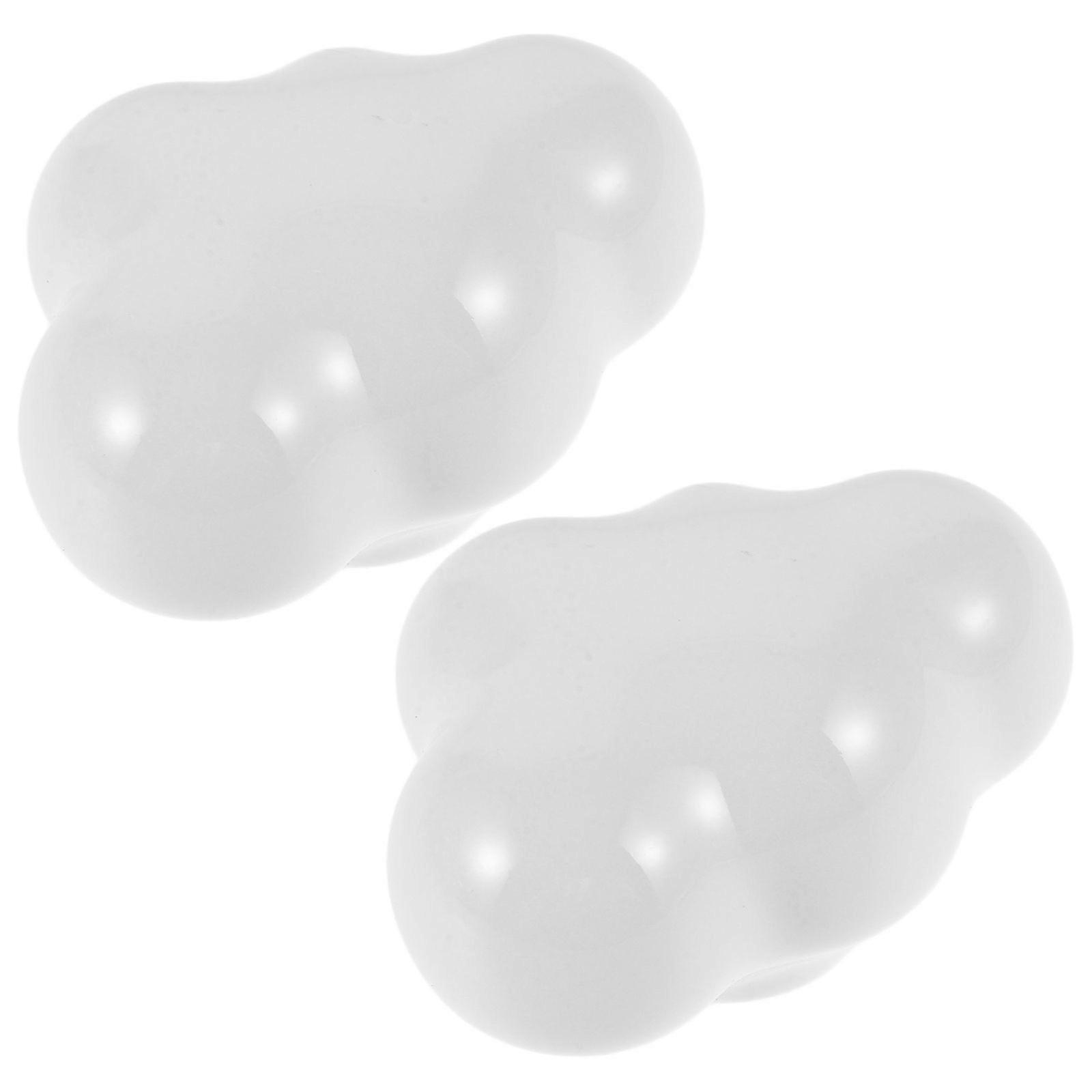 2pcs Cloud Shaped Handle Adorable Pull Bar Delicate Drawer Knobs Creative Ceramic Handle for Home Office Kids Room Shop (White)