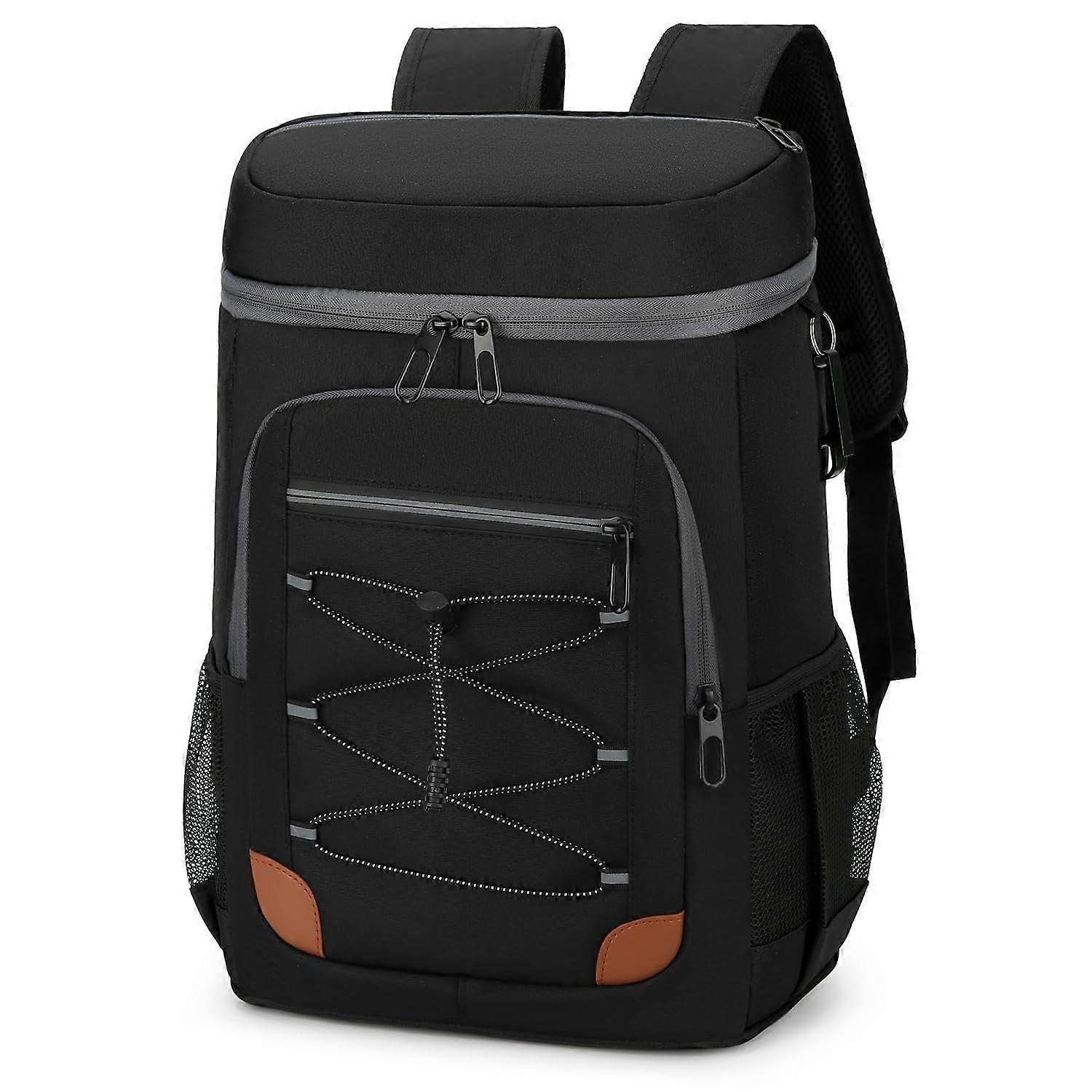 Leak Proof Cooler Backpack 24Can Capacity Small Insulated Lunch Backpack Black for Work