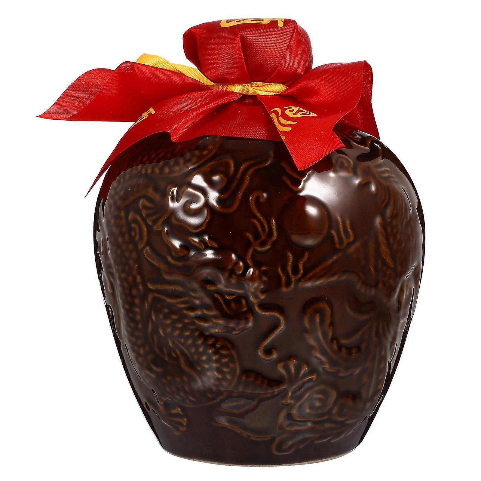 Brown Ceramic Jar for Sealed Storage 1Set Practical Vintage