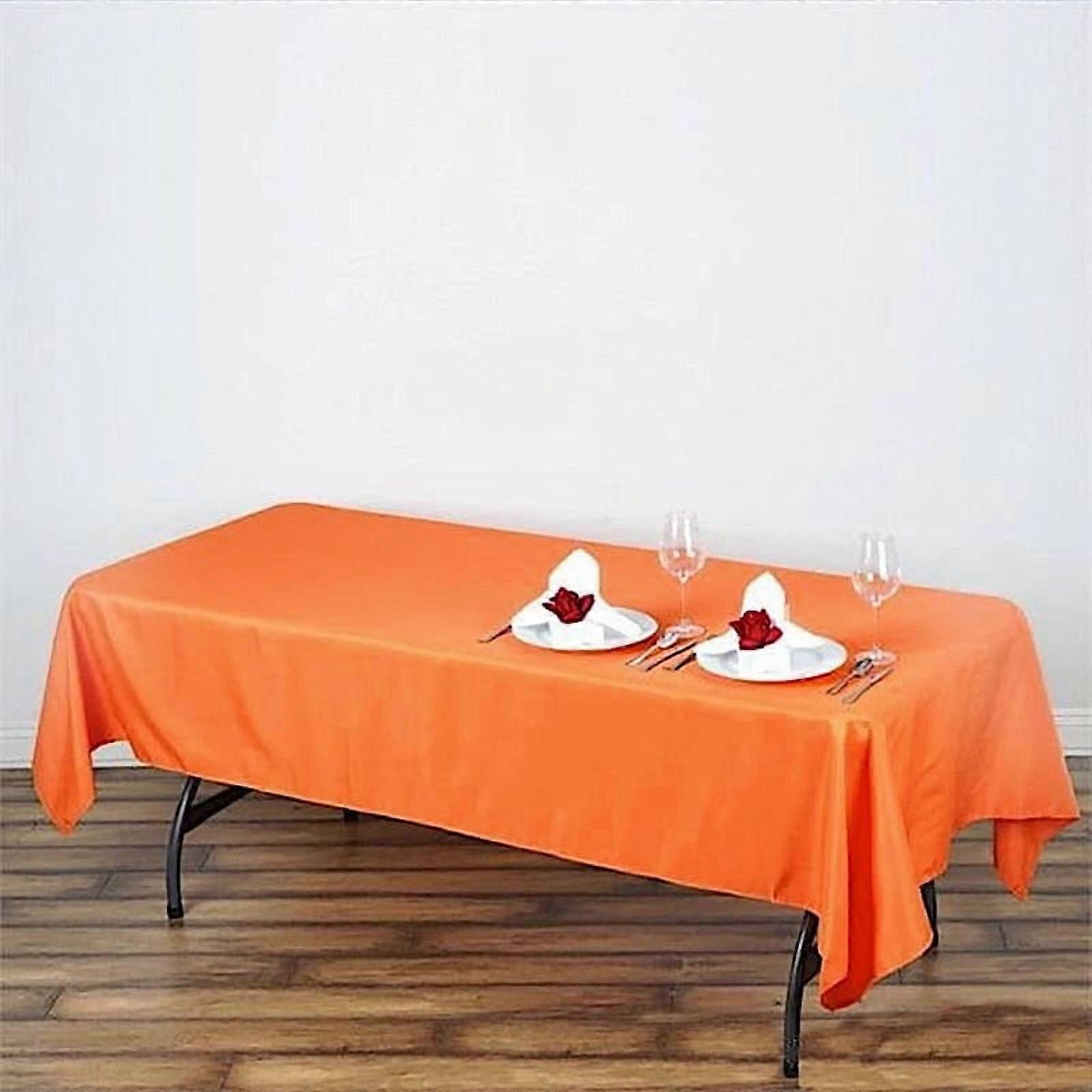 Halloween 6 Pieces 60" x 120" Orange Rectangle Washable Decorative Polyester Solid Tablecloths