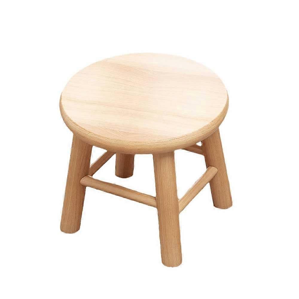 Round Wooden Stool Backless Solid Wood Design with NonSlip Pads Stackable for Home Use