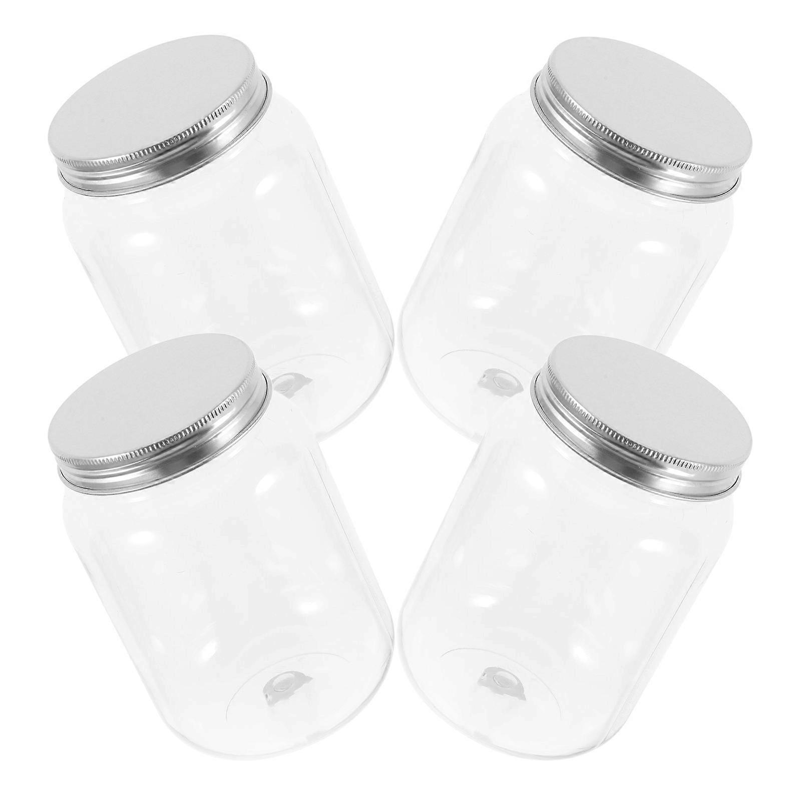 Plastic Bottle Clear Plastic Jars with Lids for Candy Storage 4Pcs