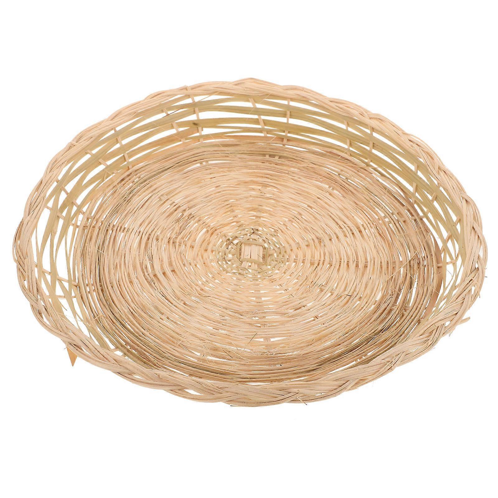 Khaki Round Wicker Bread Serving Basket for Heat Insulation