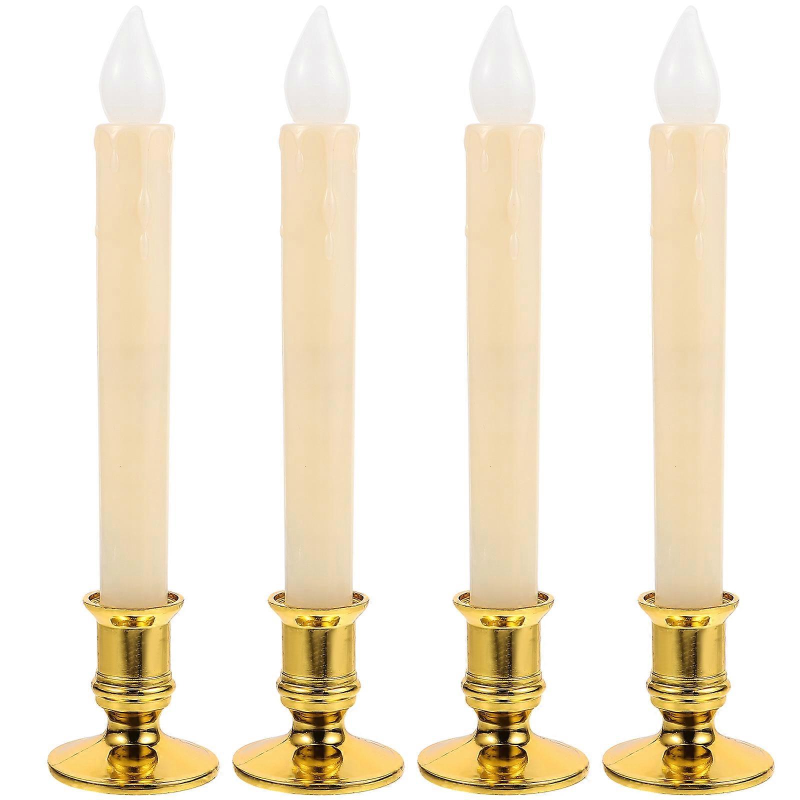 Simulation Candles Light Multifunction Candle Lamp for Decorating 12Pcs Gold