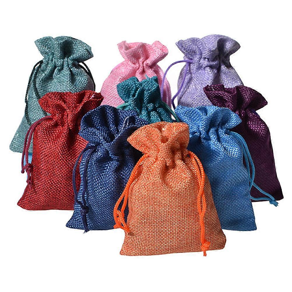 Gift Packaging Bag Burlap Drawstring Pouch for Organizing 20 Pieces Purple