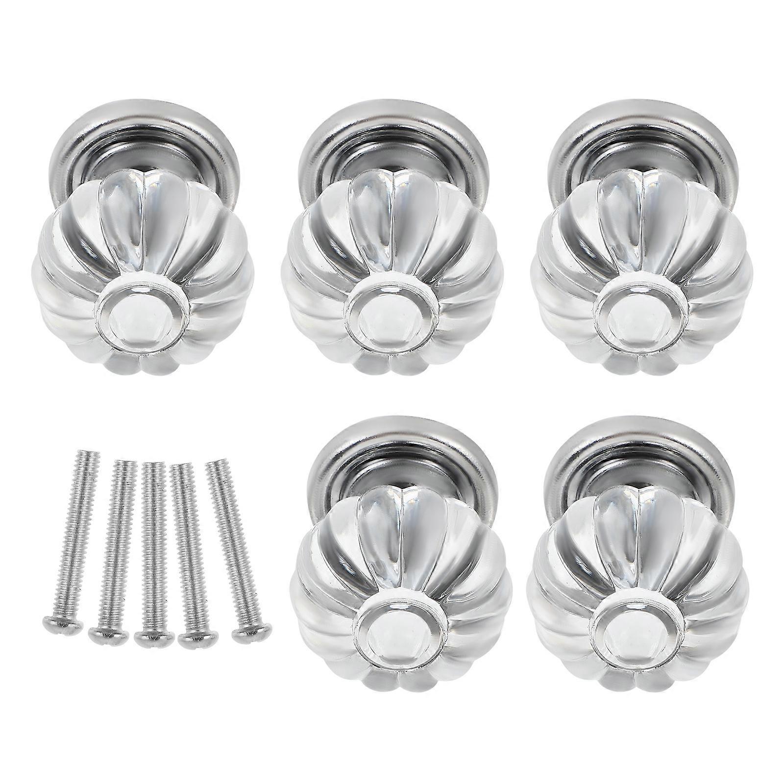 Cabinet Knobs Crystal Clear Door Knobs For Drawers Family Use Round Shape Acrylic Material 5Pcs