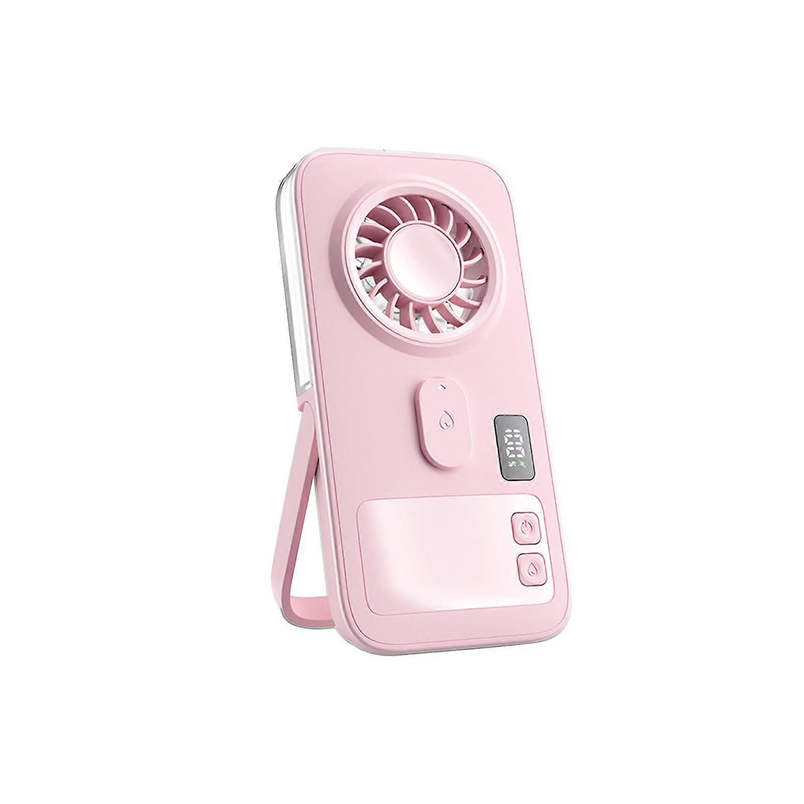 Small Handheld Fan With Water Feature Type C Charging Internal Battery For Indoor Outdoor Use  Pink