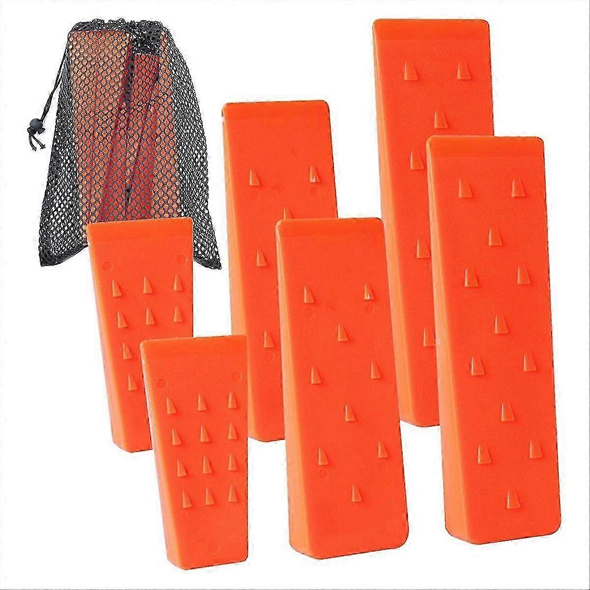 Conjunto de 6 cunhas de abate de árvores com pontas para corte seguro de árvores - 2 cunhas de 10 polegadas, 2 cunhas de 8 polegadas e 2 cunhas de 6 polegadas.