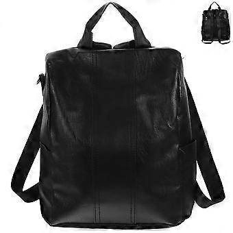 PU Leather Backpack Casual Anti-theft Handbag Travel Jointing Shoulder Bag for Women Girls Black