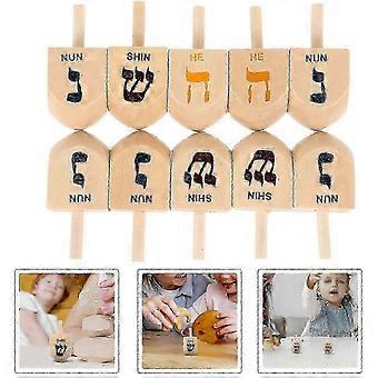 10 stuks Chanoeka Houten Dreidel Set Klassieke Tollen voor Kinderen Chanoeka Houten Dreidel Hanukkah Feestartikelen en Decoraties