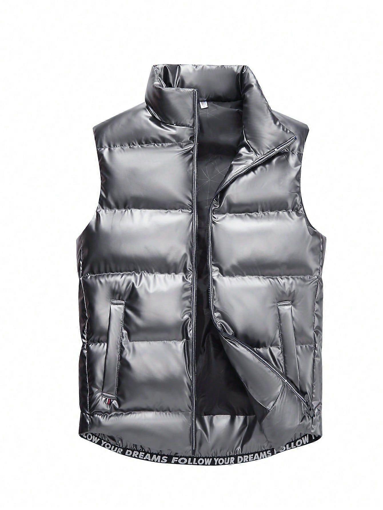 Män Zip Up Puffer Vest Coat