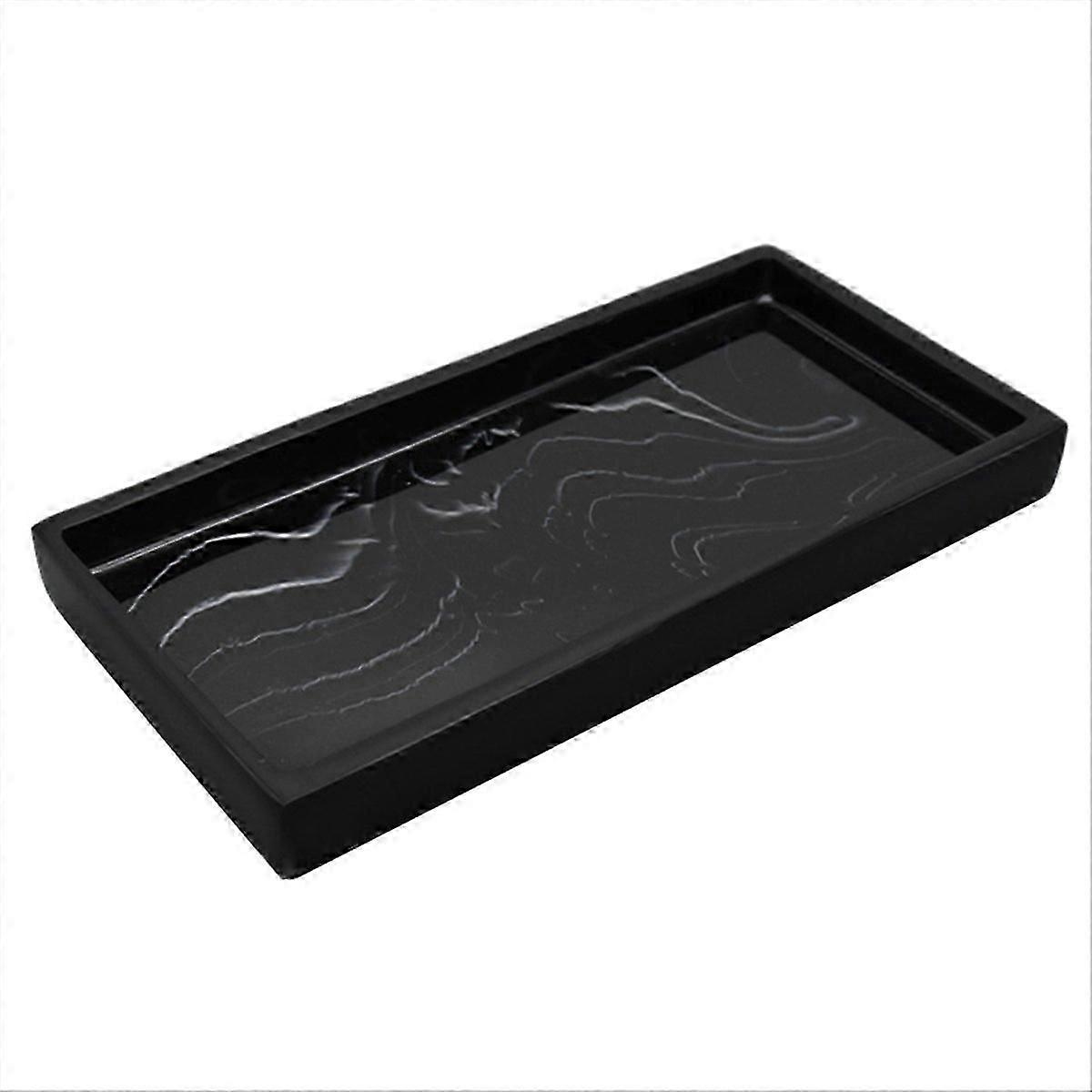 Rectangular Plate Countertop Bathroom Soap Shampoo Storage Tray,Black