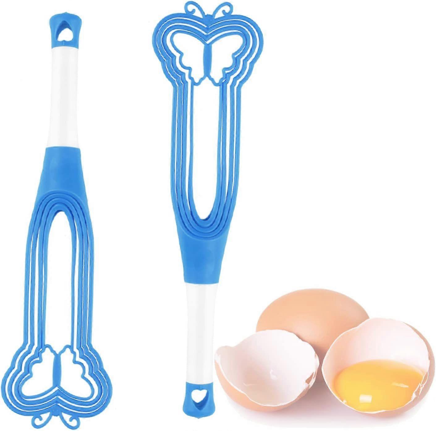 2PCS Rotatable Foldable Whisk Creative Butterfly Multi-Function Manual Whisk (Blue)