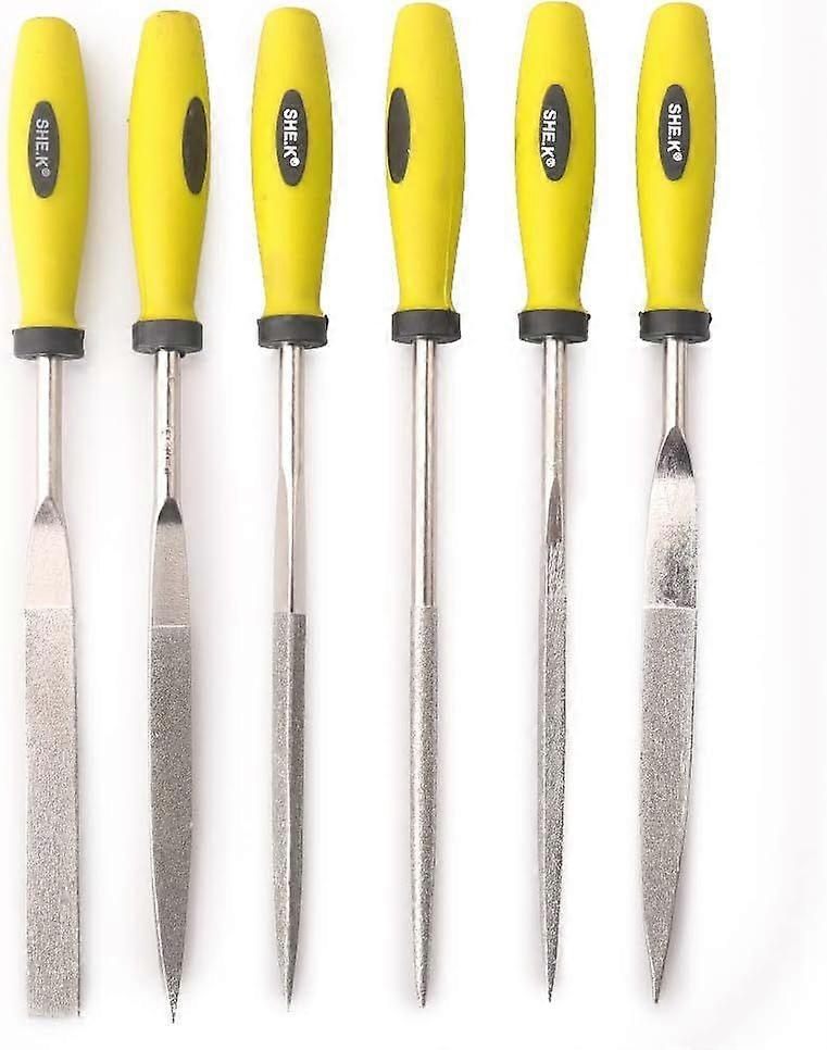 Diamond Needle File Set (6 Piece Set) Includes Flat, Flat Warding, Square, Triangular, Round