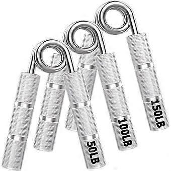 Handgreppset i silvermetall, 50-400 LB halkfri, kraftig greppstärkare, utmärkt handleds- och underarmsträningsapparat, hemmagym, handgreppsstyrka