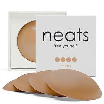 Nipple Cover - 2 pairs, Reusable & Hypoallergenic Sticky Adhesive Silicone Breast Petals Caramel