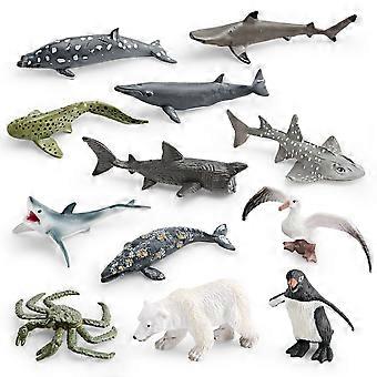 12Pcs Mini Ocean Animal Figures Set  Realistic PVC Sea Creatures Including Penguin, Polar Bear, Albatross, Leopard Shark, and More  Educational Toys f