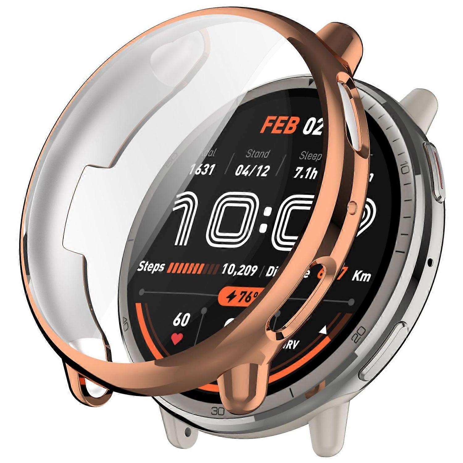 For Amazfit Active 2 Electroplated Full Cover TPU Watch Protective Case Rose Gold