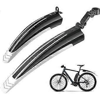 Bike Mudguard Set, Portable Adjustable Road Mountain Bike Bicycle Cycling Tires Front and Rear Mud Guard Fenders for MTB Mountain Road Bike 26-27