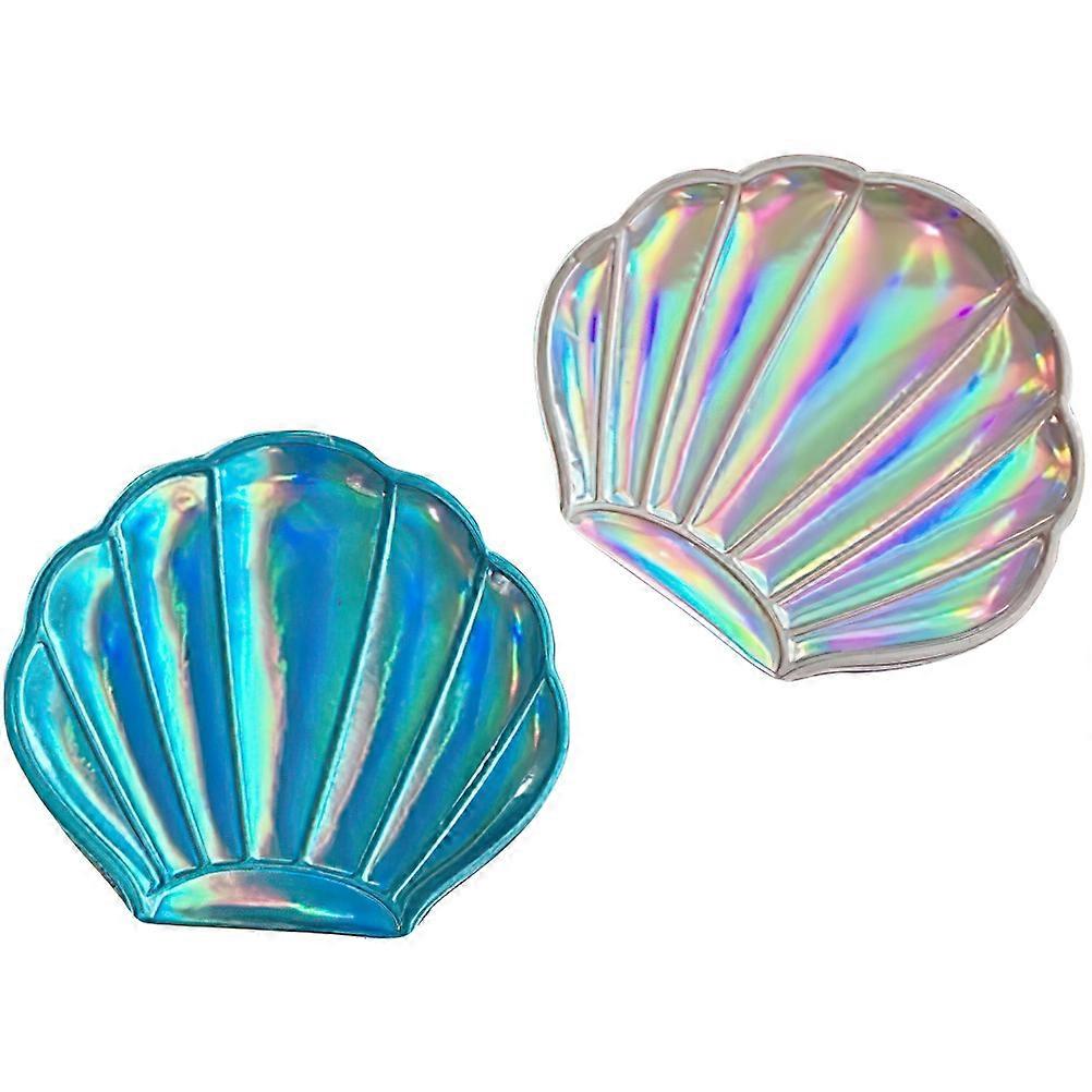 Portable Makeup Mirror Shell Shape Foldable Cosmetic Mirror 2Pcs Set