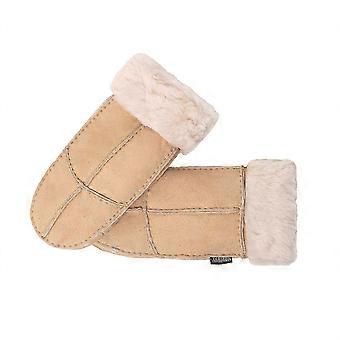 Mitones de piel de oveja para mujer con puños plegables para mayor calidez y comodidad en invierno (estilo n.° 308-100)