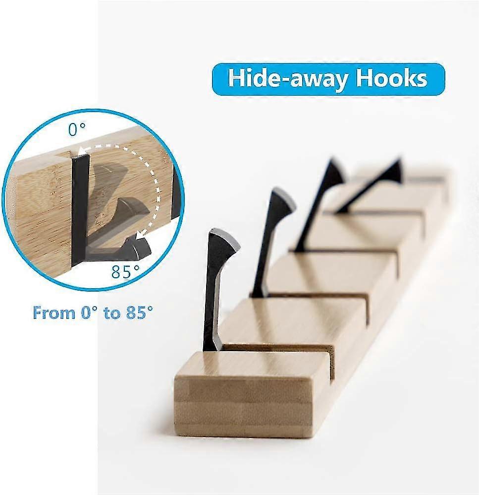 Wall-mounted coat rack with retractable hooks for hanging coats
