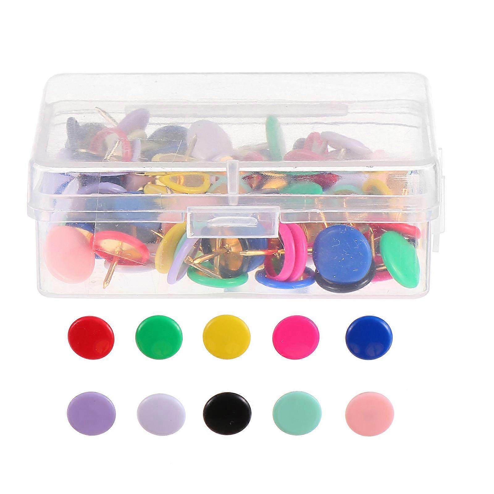 Plastic Thumbtacks Flat Round Head Push Pin for DIY Projects 100Pcs