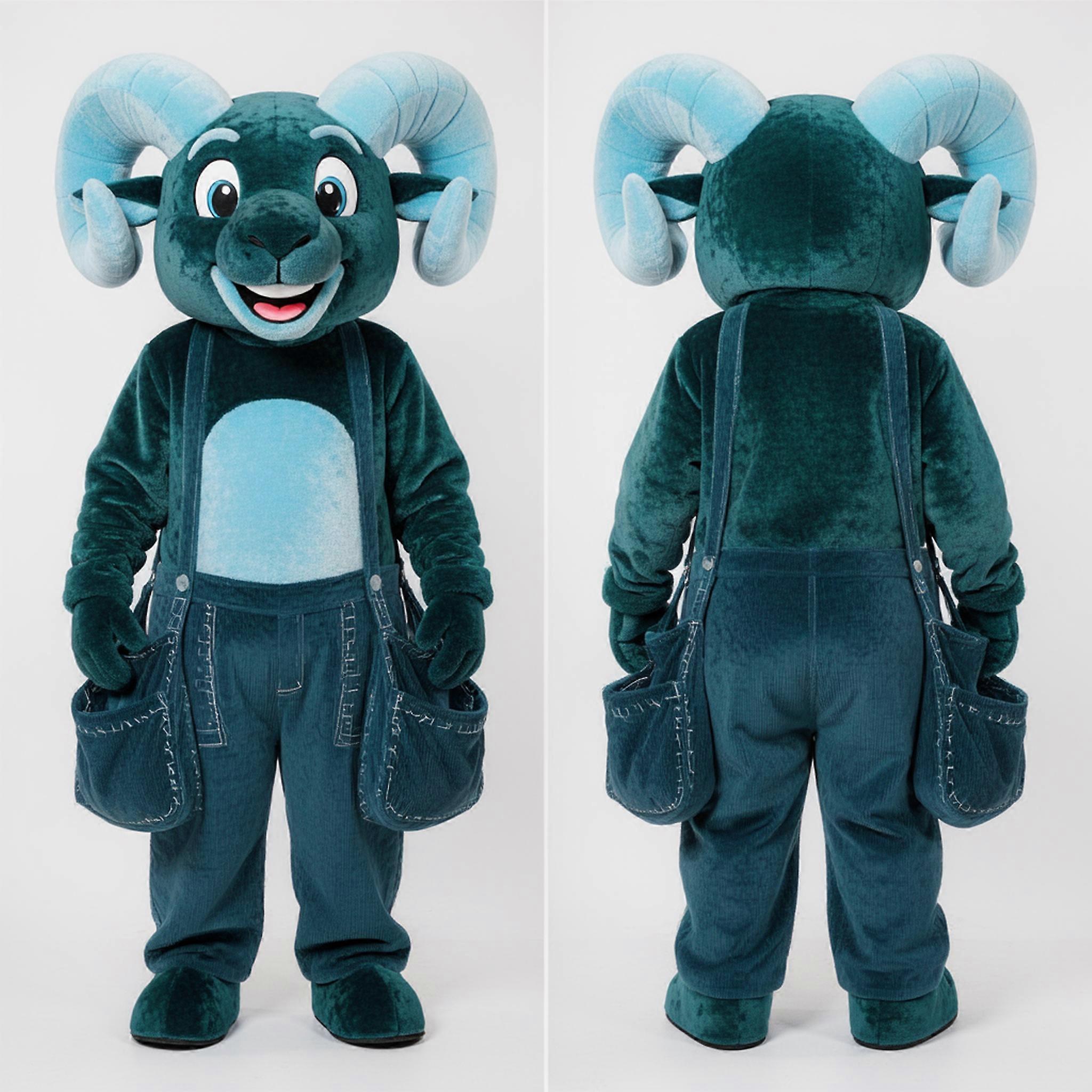 MASTICOT Teal Cartoon Ram Mascot