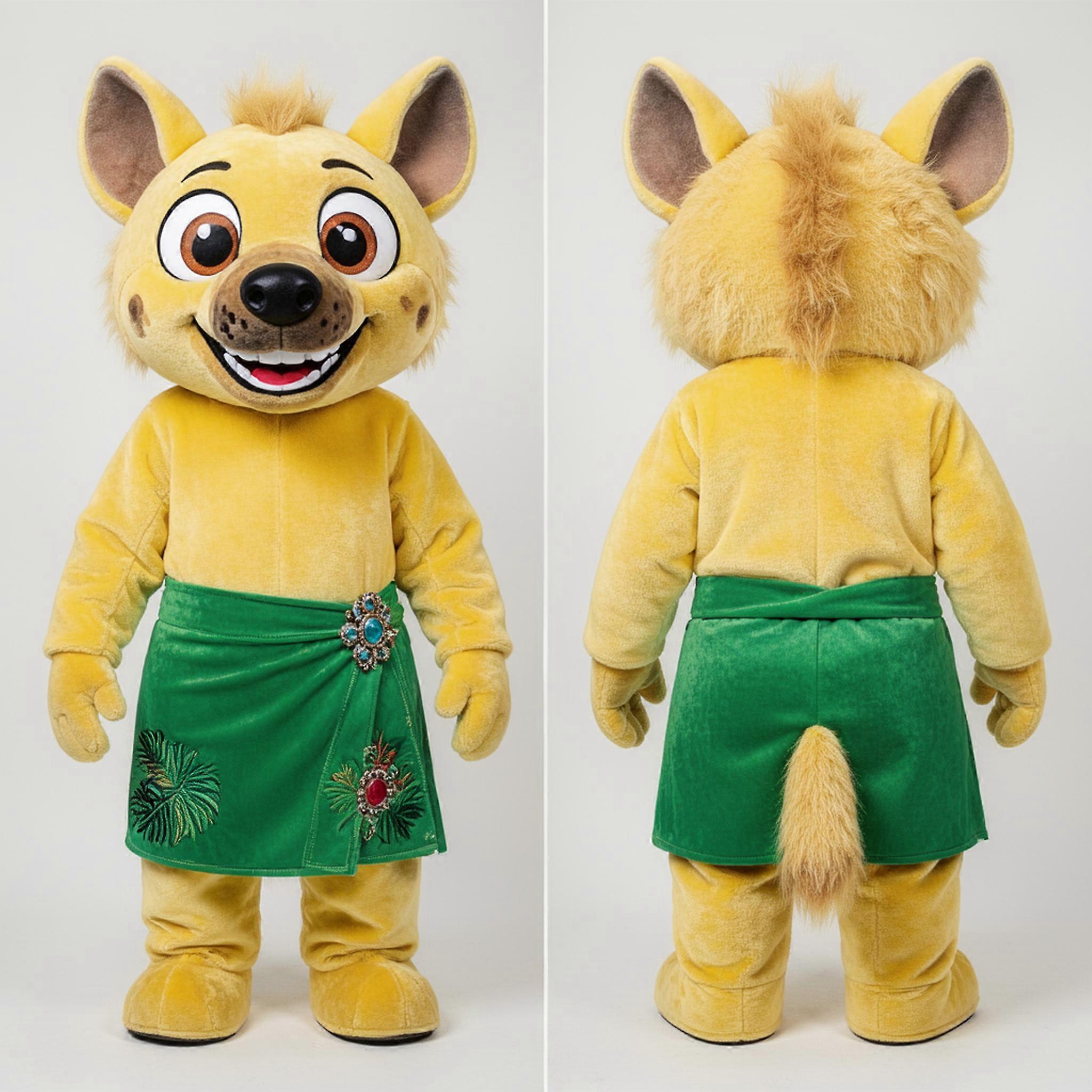 MASTICOT Lemon Yellow Grinning Hyena Mascot