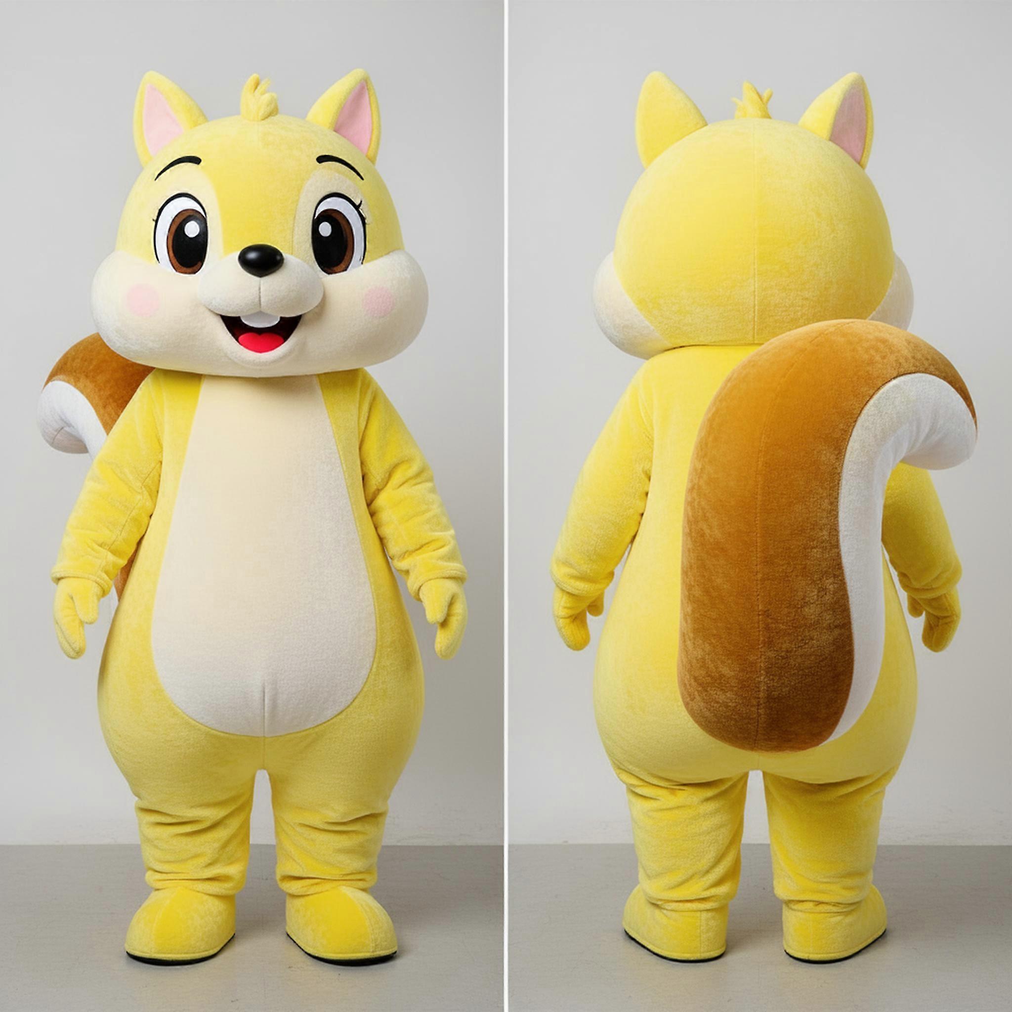 MASTICOT Lemon Yellow Fluffy Squirrel Mascot