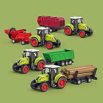 Inertia Farm Tractor with Log Trailer, Agricultural Engineering Vehicle Toy, Friction Powered Push Car for Kids Boys, Birthday Gift