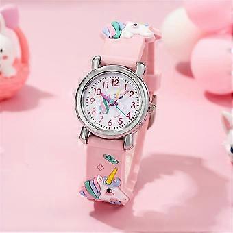 Kinderhorloge met cartoonprint, draagbaar horloge, geschikt als decoratie voor kinderhorloges en studentenhorloges, roze, 20,8 cm