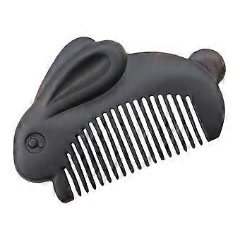 4Pcs Wooden Rabbit Comb for Hair Care Black Small Portable Comb
