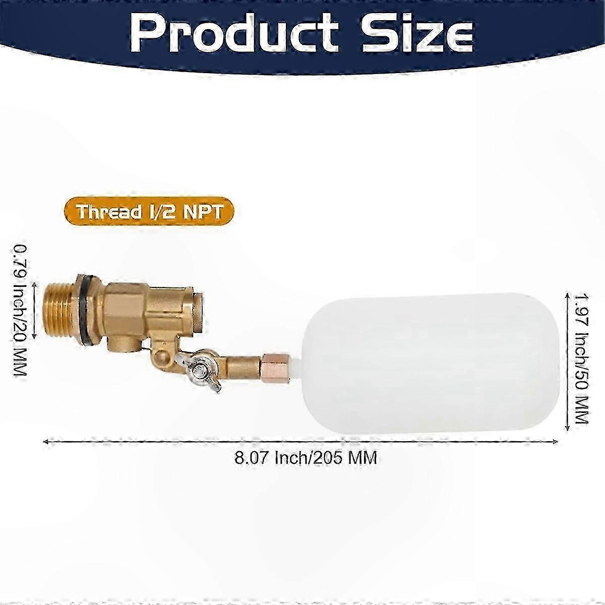 2-Pack 1/2 Inch Brass Water Float Valve with Adjustable Arm compatible with Automatic Filling
