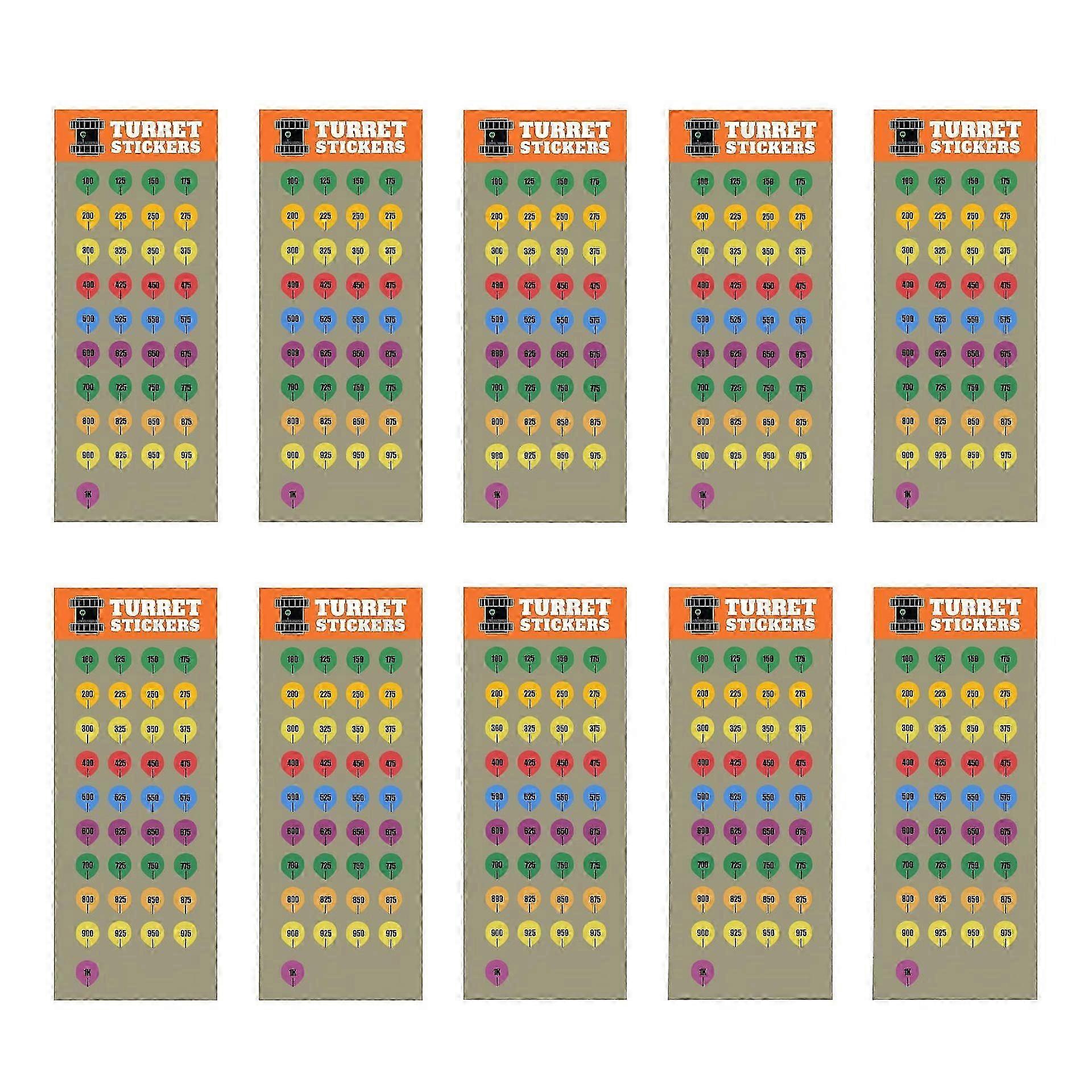 Colour-Coded Scope Dope Stickers 100–1000 Yd