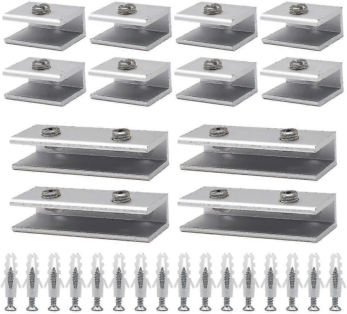 مشبك زجاجي ، 12 قطعة أقواس زجاجية مفصلية زجاجية ألومنيوم زجاج رف دعم صلب زجاج كليب رف تكيفي 6-8 مم