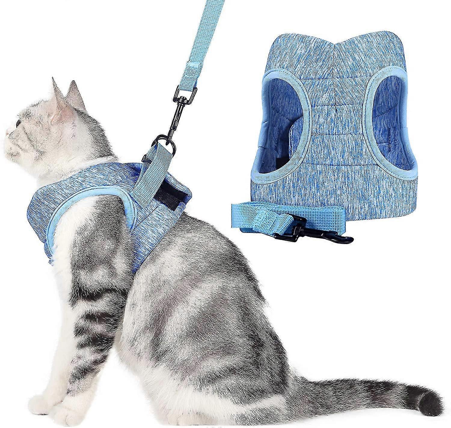 Adjustable Cat Walking Jacket with Retractable Belt, Breathable Padded Anti Escape Cat Harness, Lightweight Safety Buckle Vest for Outdoor Use, M L