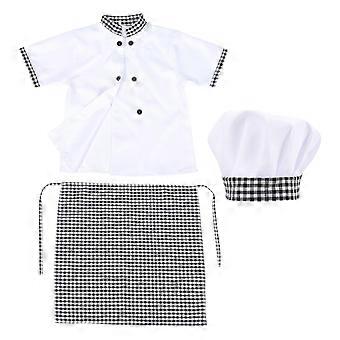 Kids Chef Coat Set for Role Play with Hat Apron Unisex Cotton
