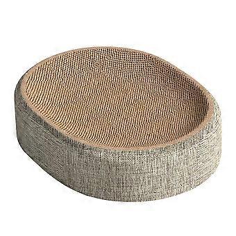 Oval Cat Scratcher Bed with Durable Sisal Surface Protects Furniture and Offers Comfortable Lounge