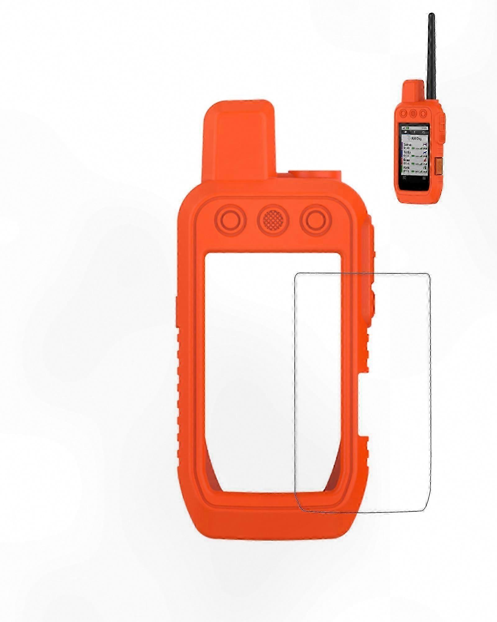 Shockproof Silicone Case with Screen Protector Compatible with Garmin Alpha 200 300, Orange